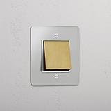 Single Rocker Switch in Clear Antique Brass White - Seamless Light Operation Accessory