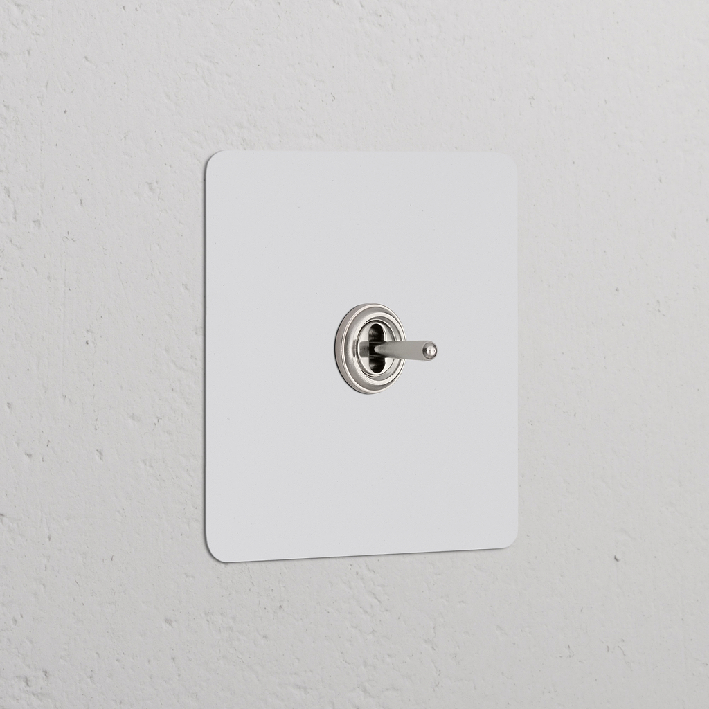 Interrupteur à levier trois positions peignable en Nickel poli sur plaque simple pour Interrupteurs & Variateurs Simple.