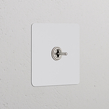 Interrupteur à levier trois positions peignable en Nickel poli sur plaque simple pour Interrupteurs & Variateurs Simple.