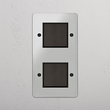 Vertical Double Rocker Switch in Clear Bronze Black - Functional Light Management Tool on White Background