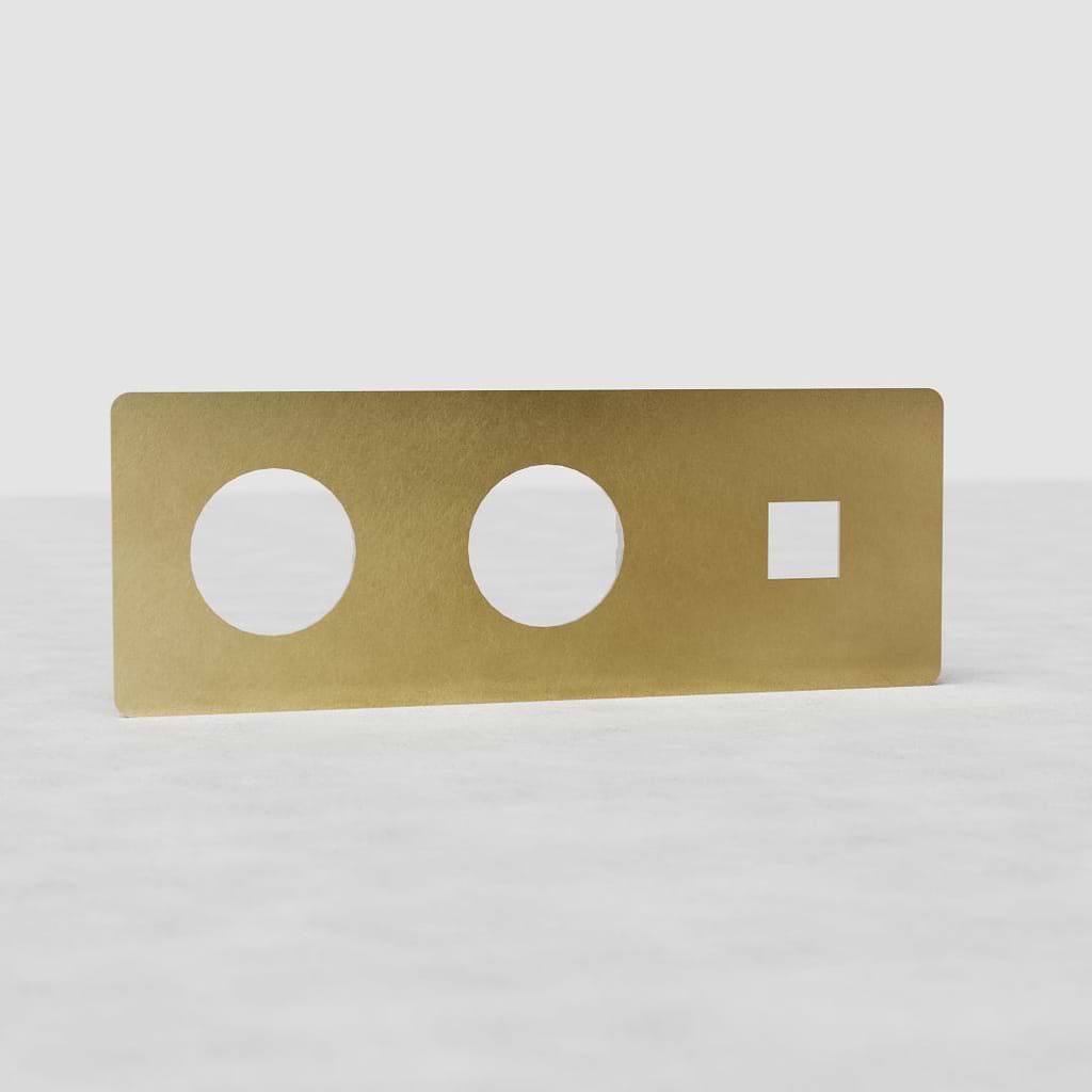 Plaque (Triple) Insert Keystone x1 & Insert Rond x2 - Laiton Ancien