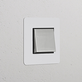 Interrupteur VV Carré (Plaque Simple) - Nickel Poli Peignable Insert Noir
