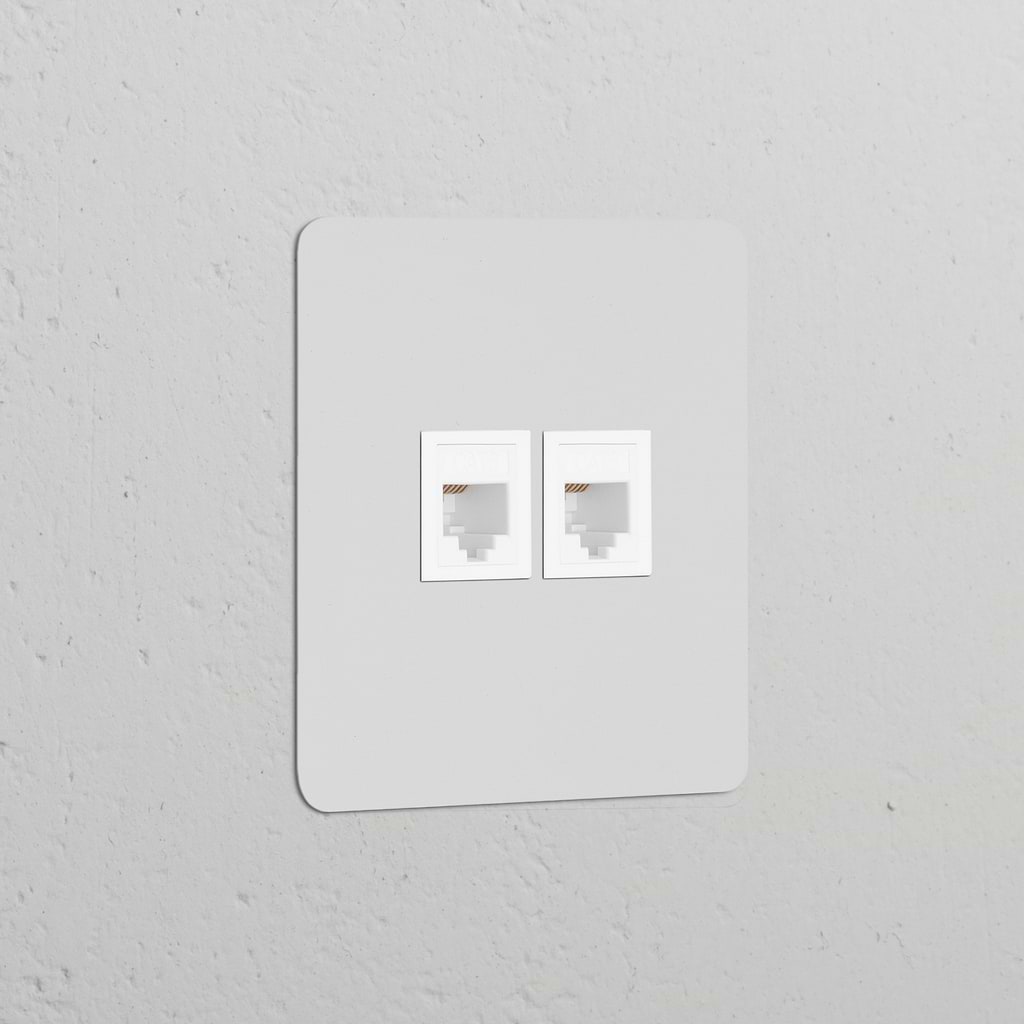 Prise RJ45 x2 (Plaque Simple) - Peignable Insert Blanc