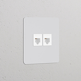 Prise RJ45 x2 (Plaque Simple) - Peignable Insert Blanc