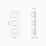 Interrupteur VV Carré x6 Vertical (Plaque Triple) - Transparent / Laiton Ancien (Insert Blanc)