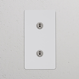 Interrupteur VV à Levier x2 Vertical (Plaque Double) - Nickel Poli Peignable