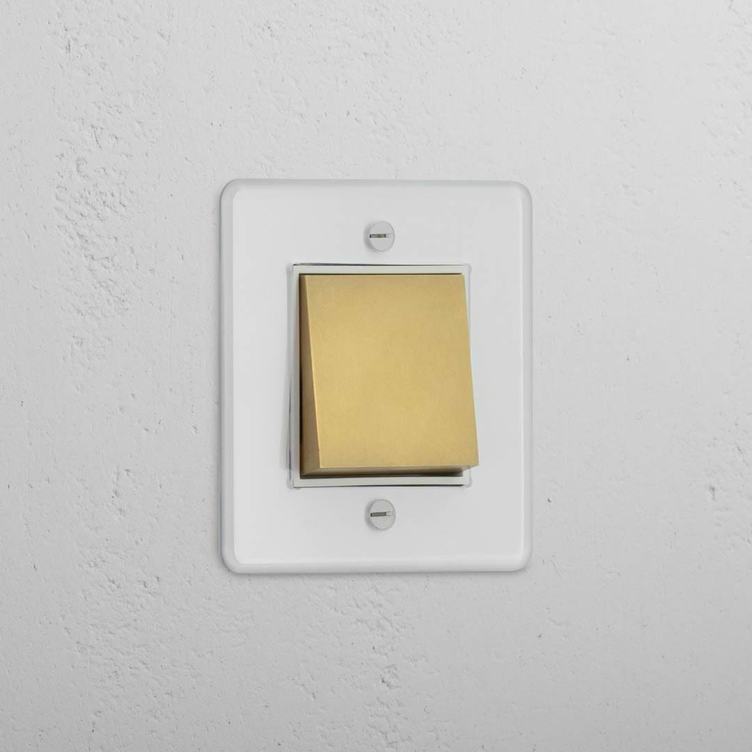 Single Rocker Switch in Clear Antique Brass White - Seamless Light Operation Accessory