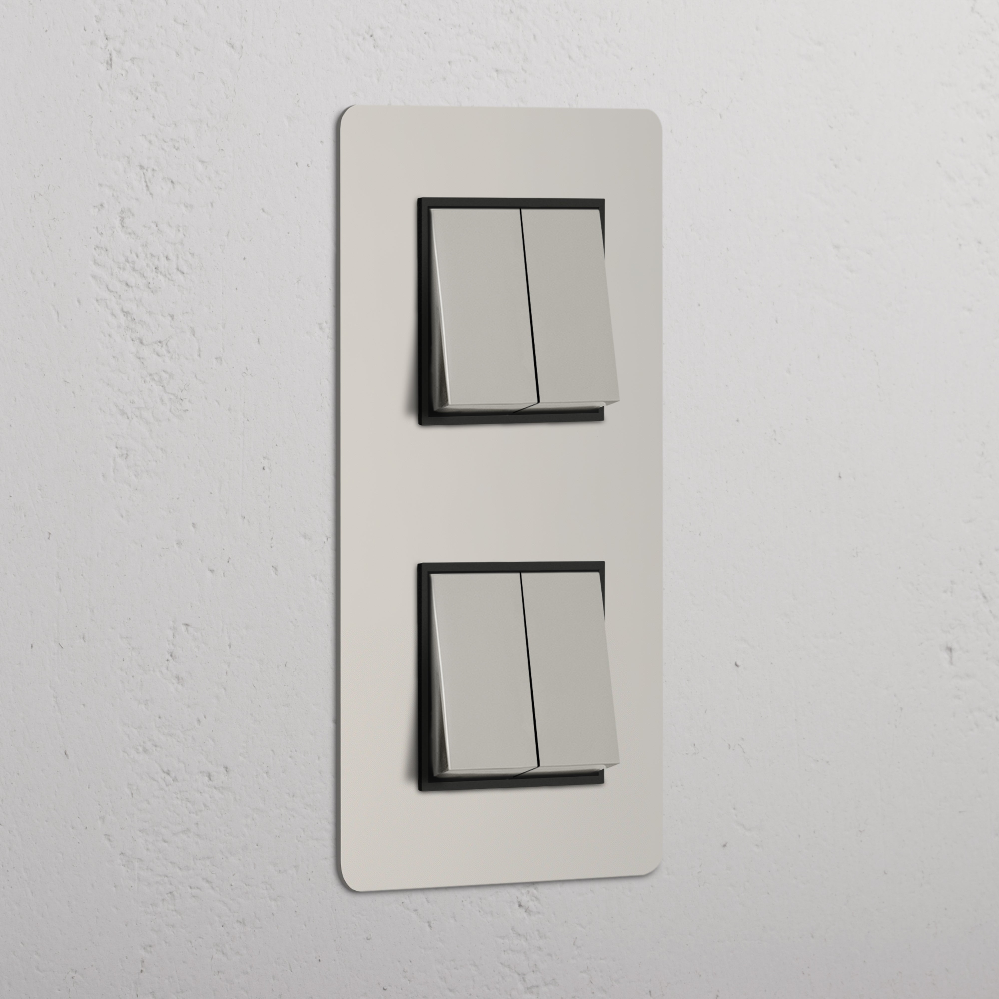 High Capacity Vertical Light Control Switch: Polished Nickel Black Double 4x Vertical Rocker Switch