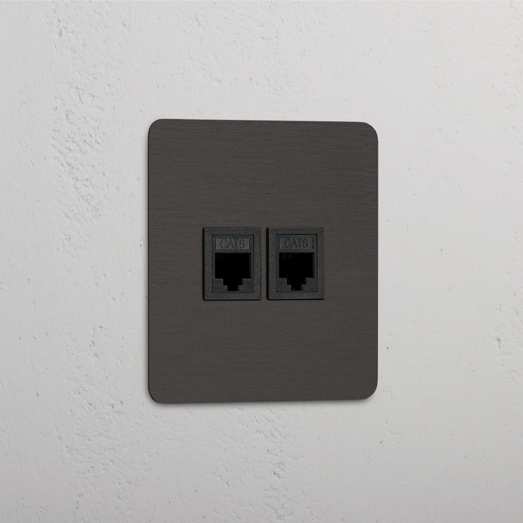 Efficient Single RJ45 Module in Bronze Black with Dual Ports - Stable Network Connection