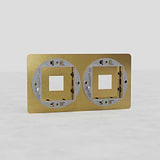 Double Keystone Switch Plate in Antique Brass - Vintage European Home Accessory on White Background