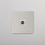 Single TV Module in Polished Nickel White on White Background