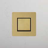 Intermediate Antique Brass Black Single Rocker Switch, Reliable Control on White Background