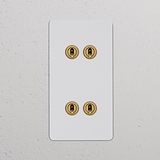 Interrupteur VV à Levier x4 Vertical (Plaque Double) - Laiton Ancien Peignable
