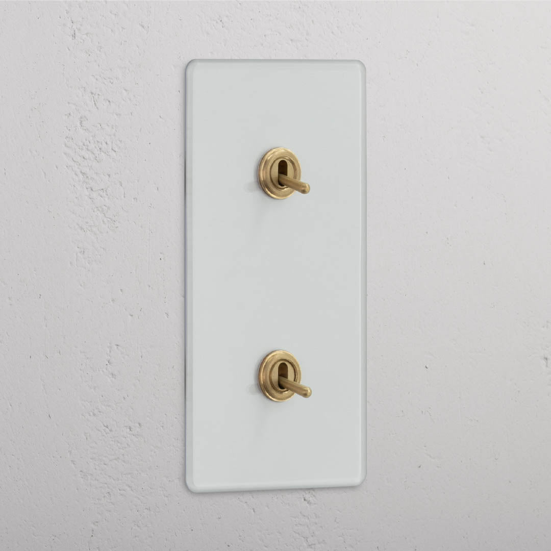 Clear Antique Brass Double Vertical Toggle Switch - Stylish Light Control Accessory