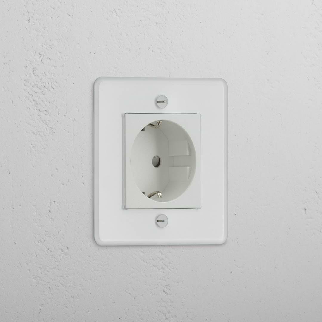 Single Schuko Module in Clear White - Safe Power Connection Tool