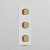 Plaque verticale triple en laiton avec trois variateurs multidirectionnels, 'Variateur Multidirectionnel x3 Vertical'.