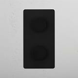 Bronze Double Vertical Dimmer Switch with 2 Adjustments on White Background
