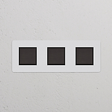 Interrupteur VV Carré x3 (Plaque Triple) - Bronze Peignable Insert Noir