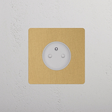 Prise de Courant Ronde Type E (Plaque Simple) - Laiton Ancien (Insert Blanc)