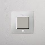 Central Single Rocker Switch in Clear Polished Nickel White - Versatile Lighting Accessory on White Background