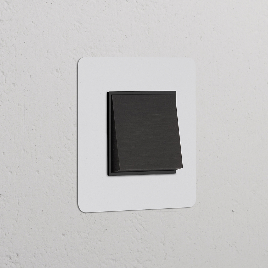 Bouton Poussoir Carré (Plaque Simple) - Bronze Peignable Insert Noir