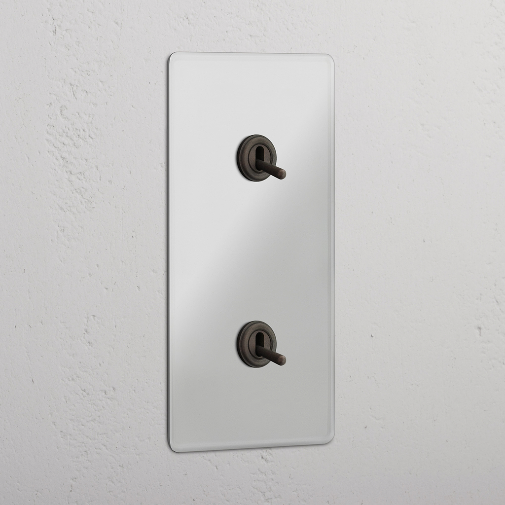 Vertical Double Toggle Switch in Clear Bronze - User-friendly Light Management Tool