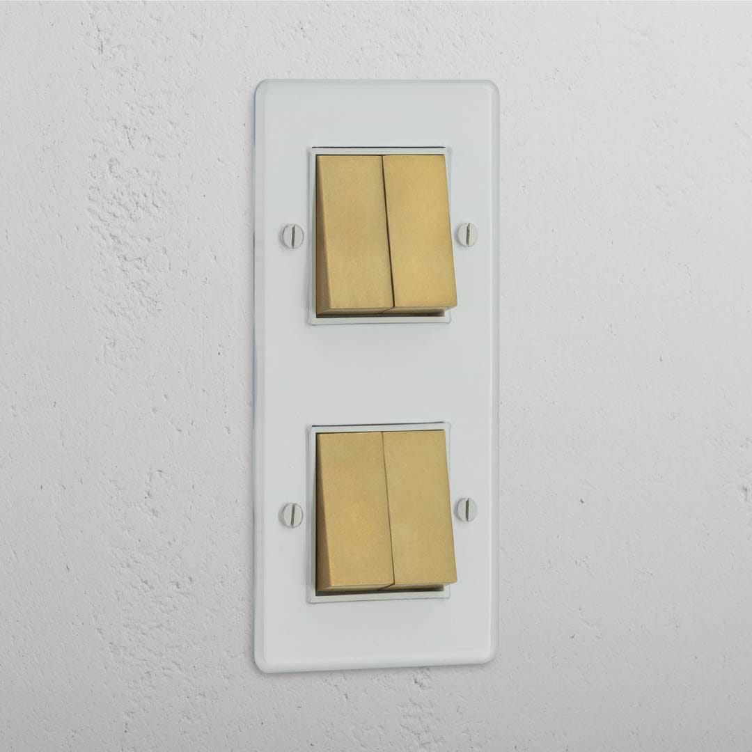 Vertical Double Rocker Switch in Clear Antique Brass White with 4 Positions - Advanced Lighting Solution