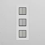 Interrupteur VV Carré x6 Vertical (Plaque Triple) - Nickel Poli Peignable Insert Noir
