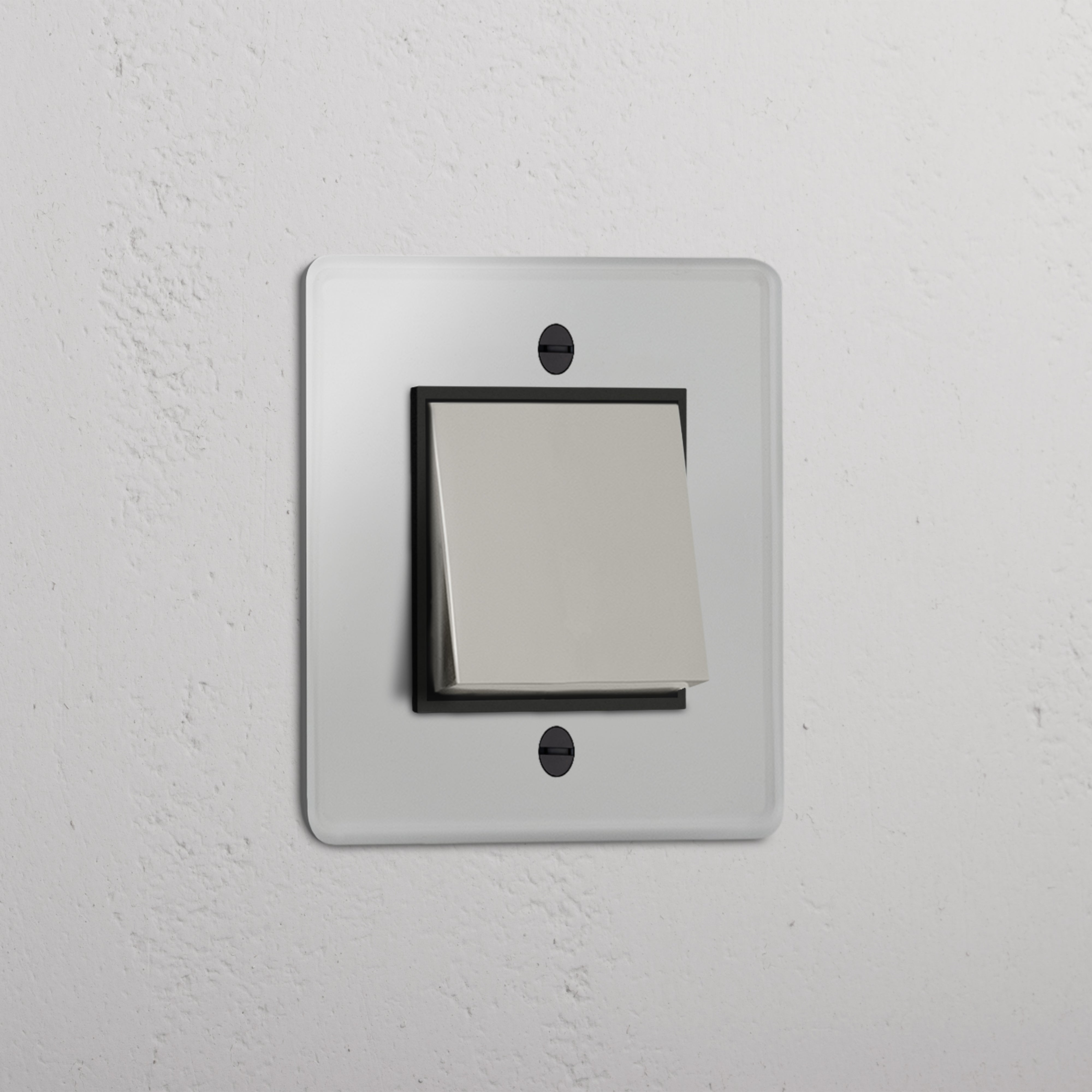 Single Rocker Switch in Clear Polished Nickel Black - Functional Lighting Solution