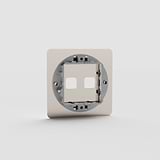 Double Outlet Single Switch Plate in Polished Nickel EU - Sleek Double Outlet Light Switch Plate in Polished Nickel on White Background