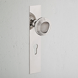 Poplar Bouton de Porte à Ressort à Plaque Longue et Trou de Serrure Euro - Nickel Poli