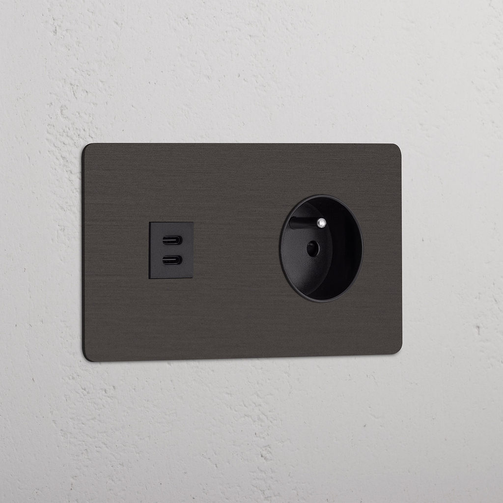 Double USB 30W & French Module - Bronze Black