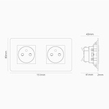 Prise de Courant Ronde Type E x2 (Plaque Double) - Peignable Insert Blanc