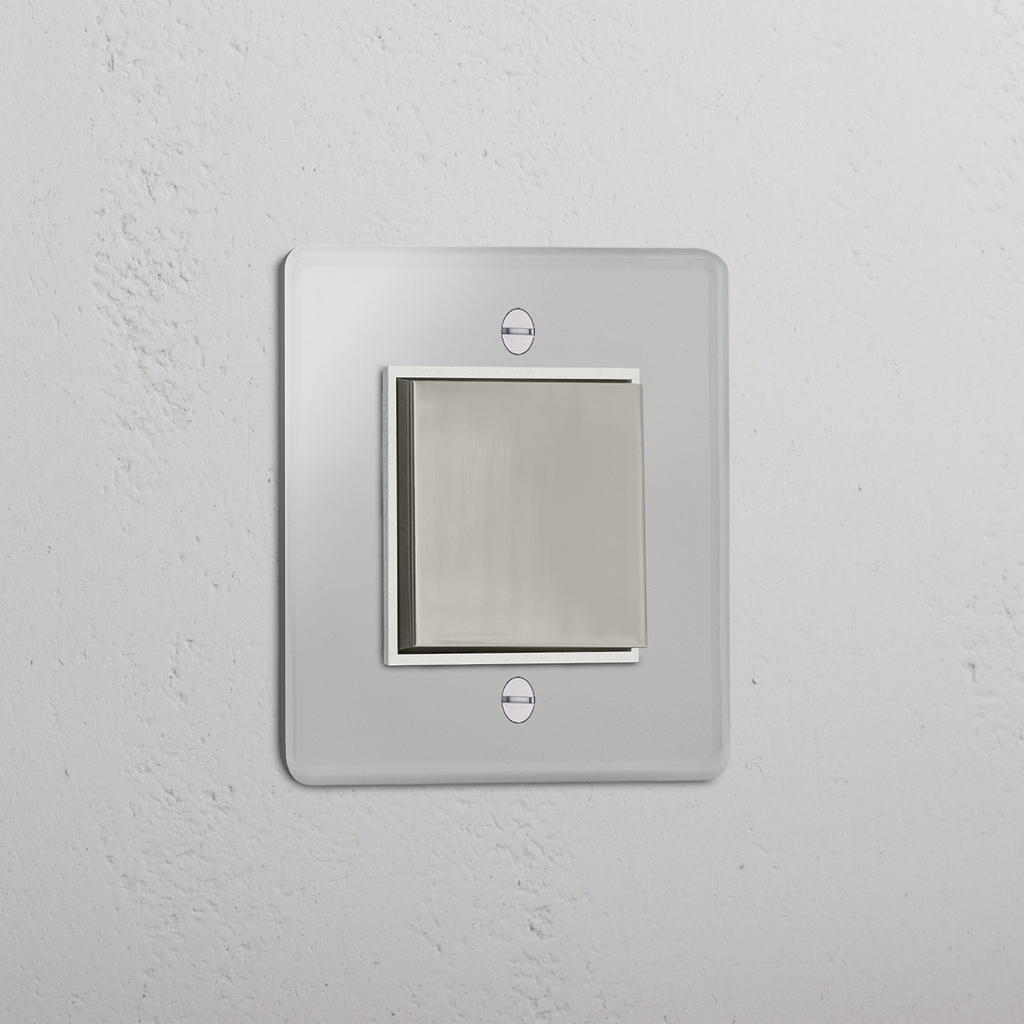 Central Single Rocker Switch in Clear Polished Nickel White - Efficient Lighting Solution