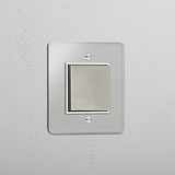 Central Single Rocker Switch in Clear Polished Nickel White - Efficient Lighting Solution