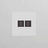 Prise HDMI x2 (Plaque Simple) - Peignable Insert Noir