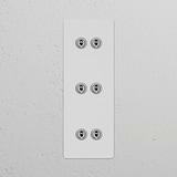 Interrupteur VV à Levier x6 Vertical (Plaque Triple) - Nickel Poli Peignable