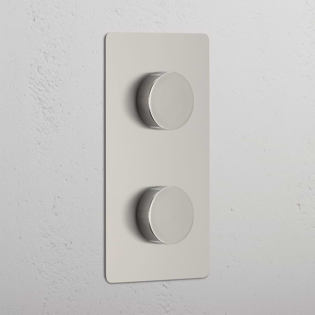 Dual Vertical Light Intensity Control Switch: Polished Nickel Double 2x Vertical Dimmer Switch