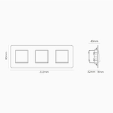 Interrupteur VV Carré x3 (Plaque Triple) - Transparent / Laiton Ancien (Insert Blanc)