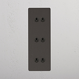 Elegant Bronze Triple Vertical Toggle Switch with 6 Positions on White Background