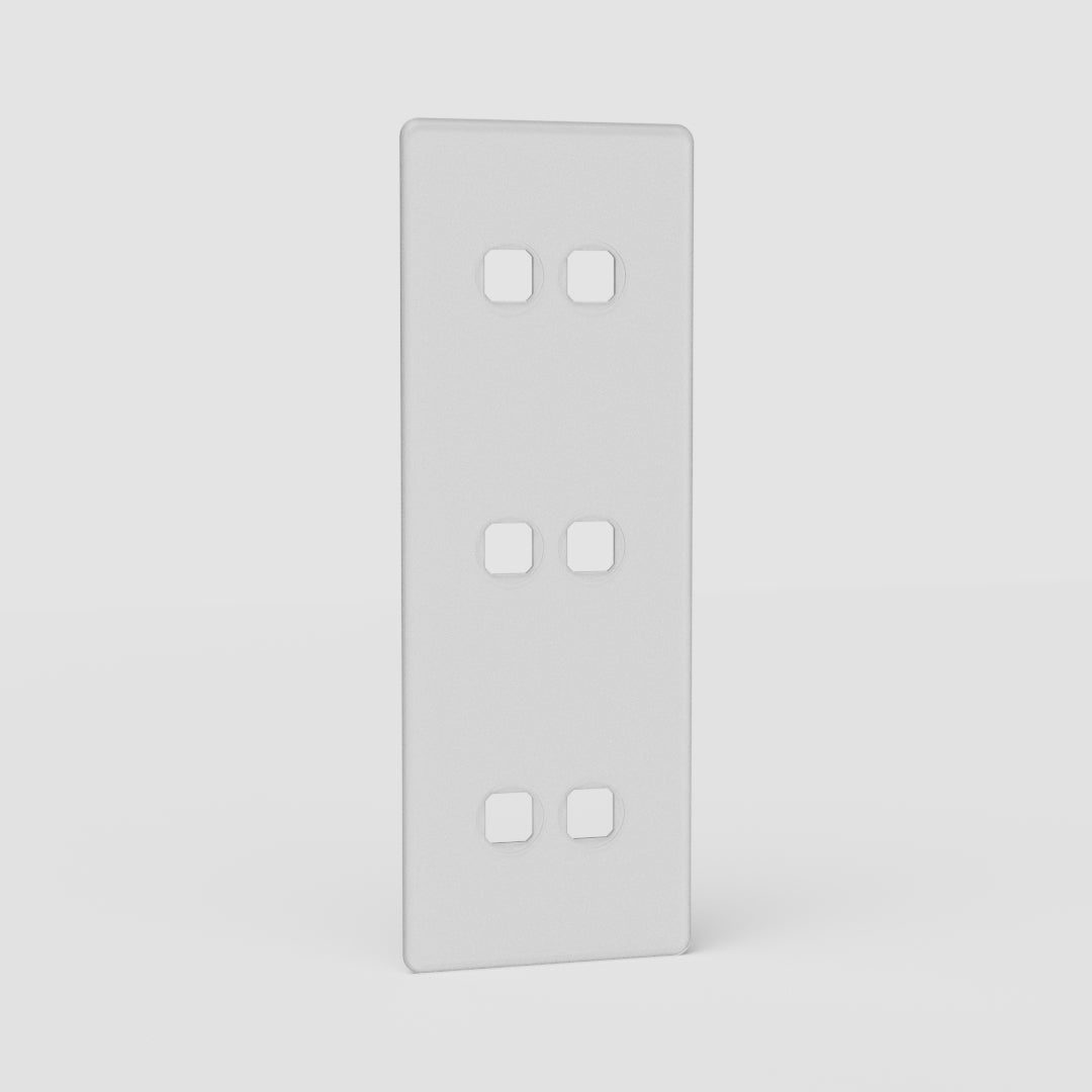 Vertical Six-Position Triple Switch Plate in Clear - Space-Saving Lighting Solution
