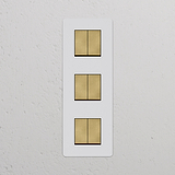 Interrupteur VV Carré x6 Vertical (Plaque Triple) - Laiton Ancien Peignable Insert Blanc