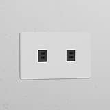 Prise USB-C 30W x2 (Plaque Double) - Peignable Insert Noir