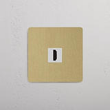 Quality-oriented Single HDMI Module in Antique Brass White for Enhanced Connectivity on White Background