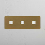 High-Speed Triple USB Module in Antique Brass White for Reliable Charging on White Background