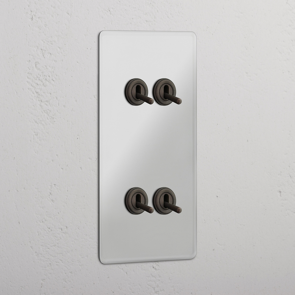 Vertical Four-Levers Double Toggle Switch in Clear Bronze - Robust Light Control System