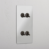 Vertical Four-Levers Double Toggle Switch in Clear Bronze - Robust Light Control System