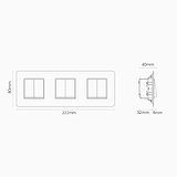 Interrupteur VV Carré x6 (Plaque Triple) - Laiton Ancien (Insert Blanc)