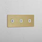 Triple USB Module in Antique Brass White - High Capacity Charging