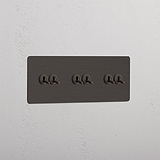 Stylish Bronze Triple Toggle Switch with 6 Positions - Elegant Light Control Solution